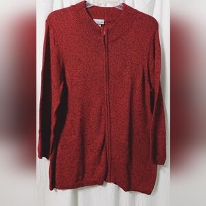 100% Cotton Catherines Women’s  Full Zip Red Sweater Size 14/16W